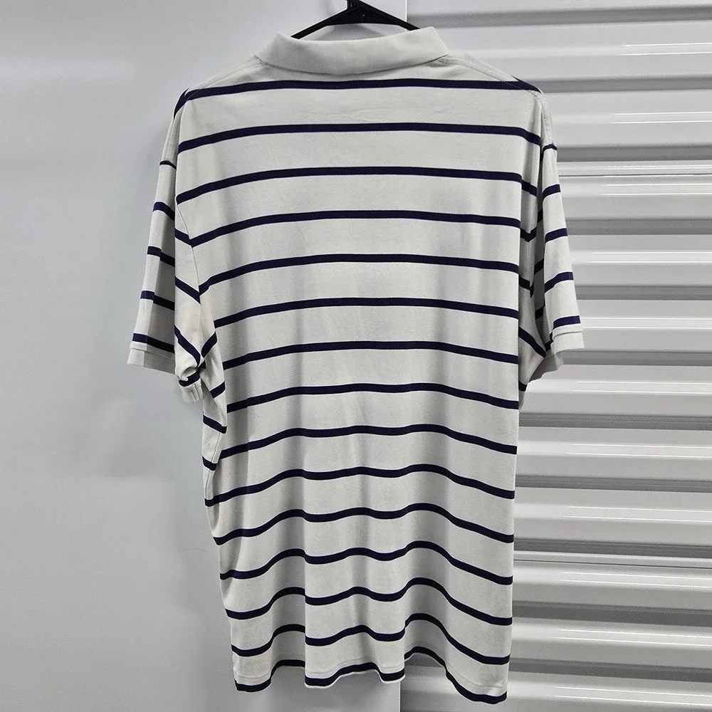 Polo Ralph Lauren Striped Polo Shirt White Purple Pony Logo Men's XL Cotton